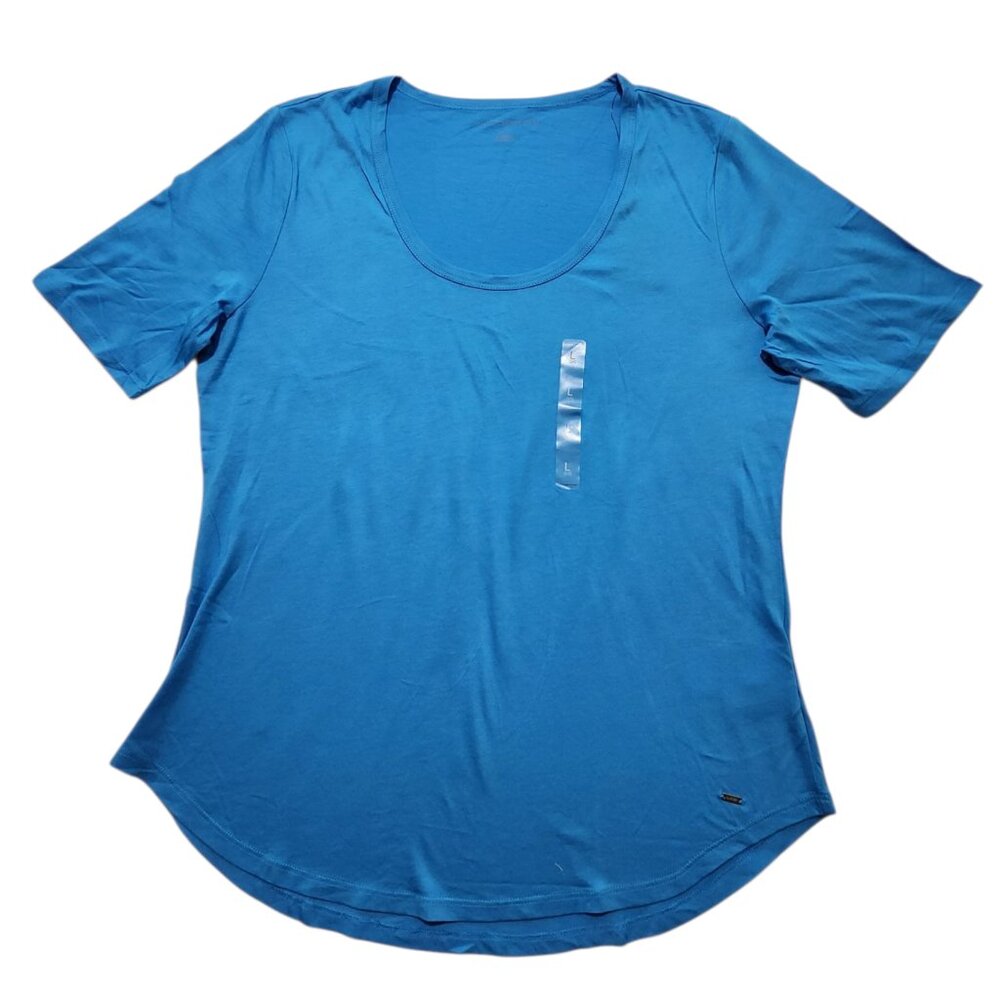 Tommy Hilfiger Womens Scoop Neck Curved‎ Top Size Large New